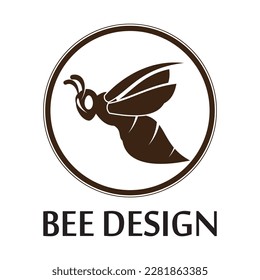 Bee Logo Symbol. Stencil Design. Tattoo Vector Illustration.
