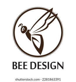Bee Logo Symbol. Stencil Design. Tattoo Vector Illustration.