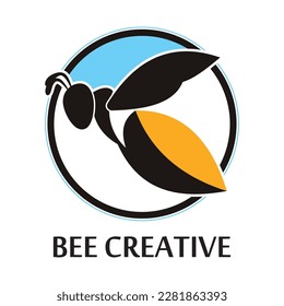Bee Logo Symbol. Stencil Design. Tattoo Vector Illustration.