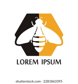 Bee Logo Symbol. Stencil Design. Tattoo Vector Illustration.