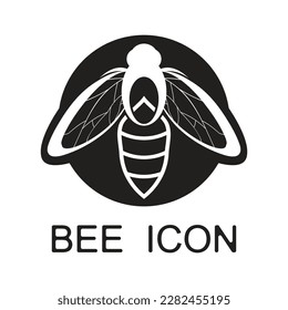Bee Logo Symbol. Stencil Design. Tattoo Vector Illustration.