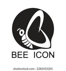 Bee Logo Symbol. Stencil Design. Tattoo Vector Illustration.