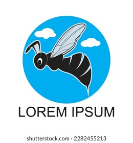 Bee Logo Symbol. Stencil Design. Tattoo Vector Illustration.