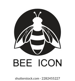 Bee Logo Symbol. Stencil Design. Tattoo Vector Illustration.