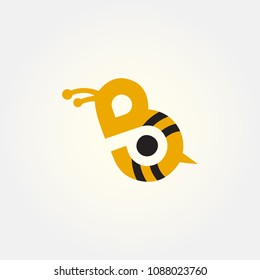 Bee logo template, animal bee vector