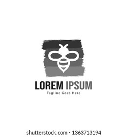 Bee logo template design. Minimalist bee logo with modern frame vector design