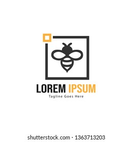 Bee logo template design. Minimalist bee logo with modern frame vector design
