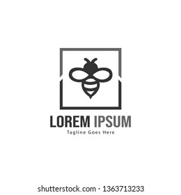 Bee logo template design. Minimalist bee logo with modern frame vector design