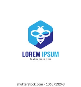 Bee logo template design. Minimalist bee logo with modern frame vector design