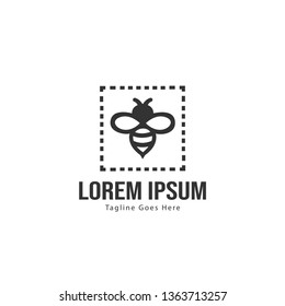 Bee logo template design. Minimalist bee logo with modern frame vector design
