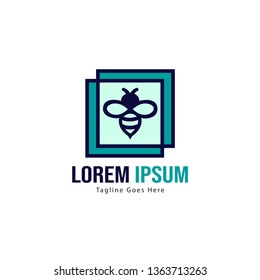 Bee logo template design. Minimalist bee logo with modern frame vector design