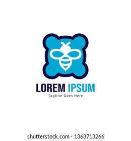 Bee logo template design. Minimalist bee logo with modern frame vector design