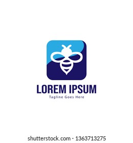 Bee logo template design. Minimalist bee logo with modern frame vector design