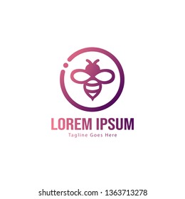 Bee logo template design. Minimalist bee logo with modern frame vector design