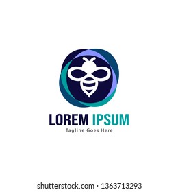 Bee logo template design. Minimalist bee logo with modern frame vector design