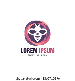 Bee logo template design. Minimalist bee logo with modern frame vector design