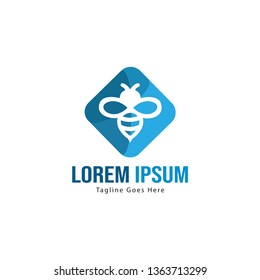 Bee logo template design. Minimalist bee logo with modern frame vector design