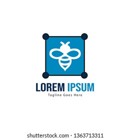 Bee logo template design. Minimalist bee logo with modern frame vector design