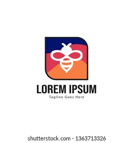 Bee logo template design. Minimalist bee logo with modern frame vector design