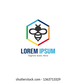 Bee logo template design. Minimalist bee logo with modern frame vector design
