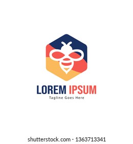 Bee logo template design. Minimalist bee logo with modern frame vector design