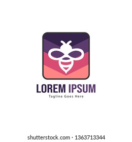 Bee logo template design. Minimalist bee logo with modern frame vector design