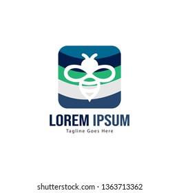 Bee logo template design. Minimalist bee logo with modern frame vector design