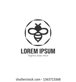 Bee logo template design. Minimalist bee logo with modern frame vector design