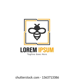 Bee logo template design. Minimalist bee logo with modern frame vector design