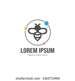 Bee logo template design. Minimalist bee logo with modern frame vector design