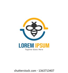 Bee logo template design. Minimalist bee logo with modern frame vector design