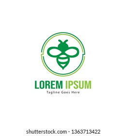 Bee logo template design. Minimalist bee logo with modern frame vector design