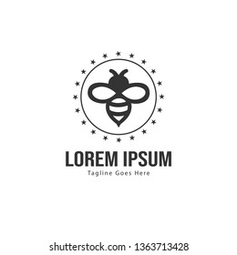 Bee logo template design. Minimalist bee logo with modern frame vector design