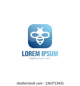 Bee logo template design. Minimalist bee logo with modern frame vector design