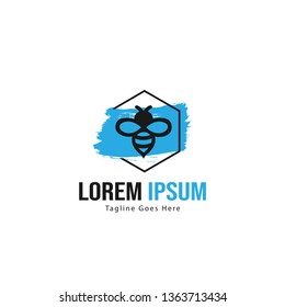 Bee logo template design. Minimalist bee logo with modern frame vector design