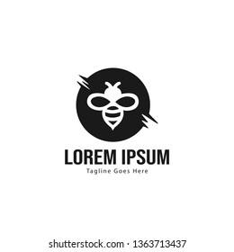 Bee logo template design. Minimalist bee logo with modern frame vector design