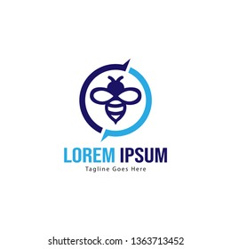 Bee logo template design. Minimalist bee logo with modern frame vector design