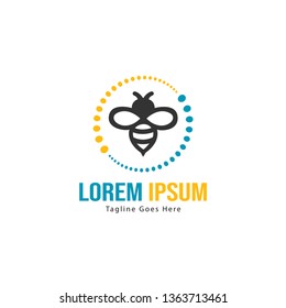 Bee logo template design. Minimalist bee logo with modern frame vector design