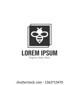 Bee logo template design. Minimalist bee logo with modern frame vector design