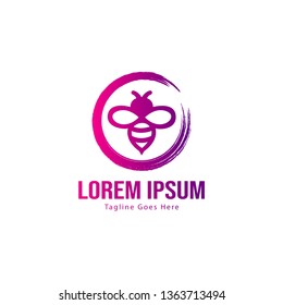 Bee logo template design. Minimalist bee logo with modern frame vector design