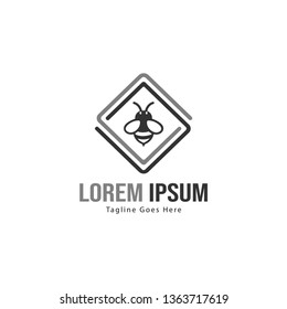 Bee logo template design. Minimalist bee logo with modern frame vector design