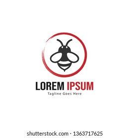 Bee logo template design. Minimalist bee logo with modern frame vector design