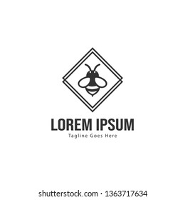 Bee logo template design. Minimalist bee logo with modern frame vector design