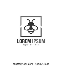 Bee logo template design. Minimalist bee logo with modern frame vector design