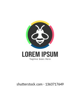 Bee logo template design. Minimalist bee logo with modern frame vector design