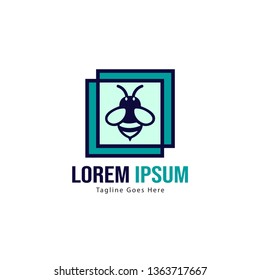 Bee logo template design. Minimalist bee logo with modern frame vector design