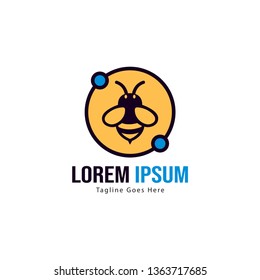 Bee logo template design. Minimalist bee logo with modern frame vector design