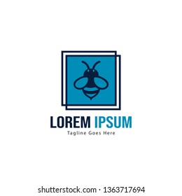 Bee logo template design. Minimalist bee logo with modern frame vector design