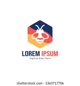 Bee logo template design. Minimalist bee logo with modern frame vector design