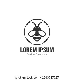 Bee logo template design. Minimalist bee logo with modern frame vector design